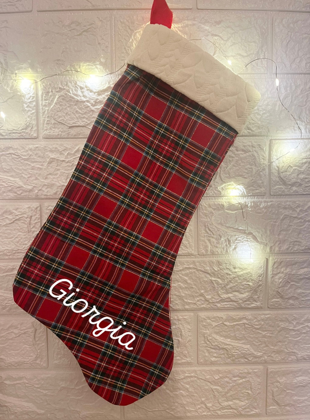 Calza tartan bianco